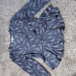 Gray floral wrap shirt